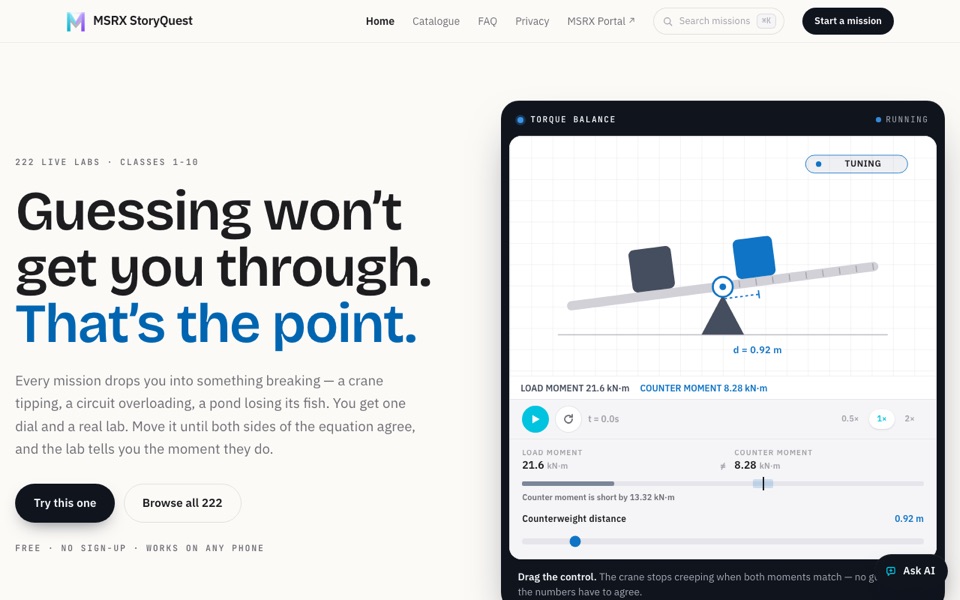 MSRX StoryQuest on its live site